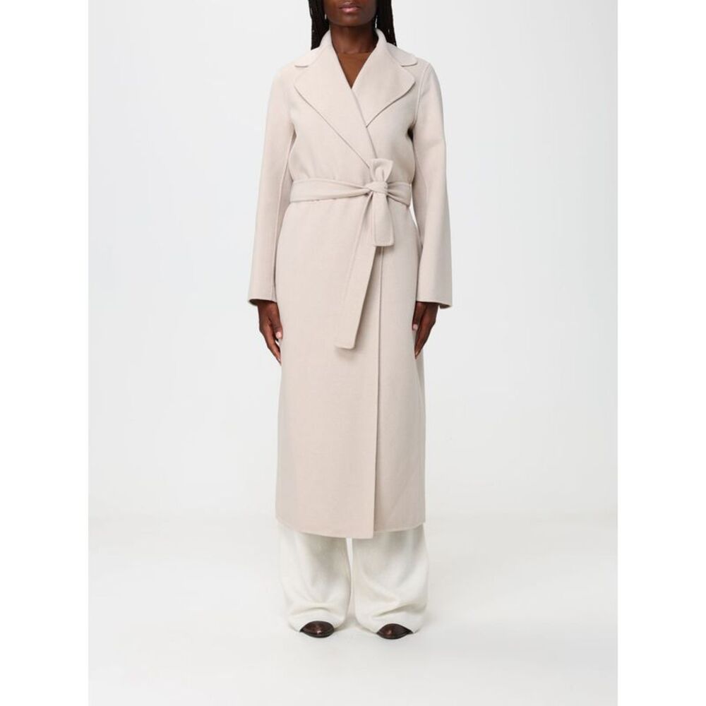 'S Max Mara Women Long Belted Robe Coat 'S Max Mara In Wool With Lapel Collar